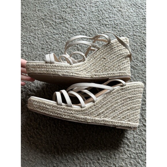 Torrid Laceup Strappy Platform Wedge Sandal Size 11.5WW Beige - Picture 3 of 5